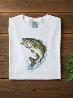 Retro Largemouth Bass Fishing Graphic Tee | Vintage 90s Fish Shirt